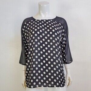 INC Black & White Polkadot Blouse